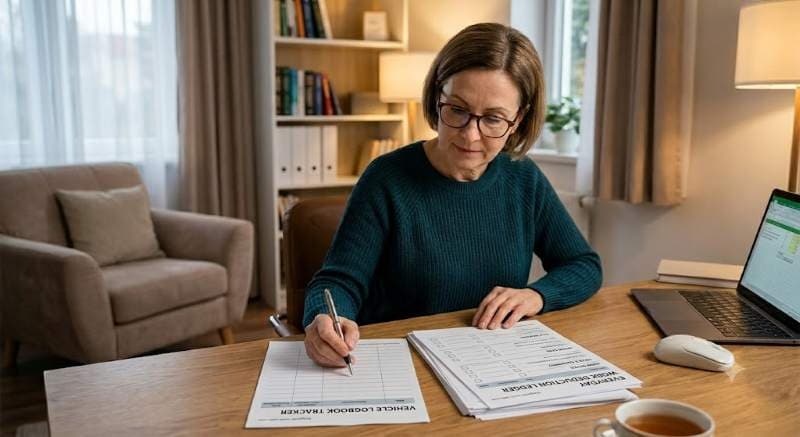 Filling out Tax-Smart Prep Desk printable worksheets at a home desk