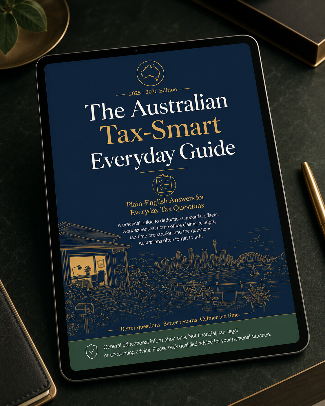 Wealth-oriented tax guide on a refined desk for focused reading